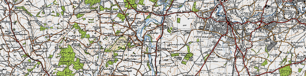 Old map of Dunsley in 1947