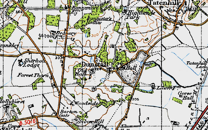 Old map of Bannister's Hollies in 1946