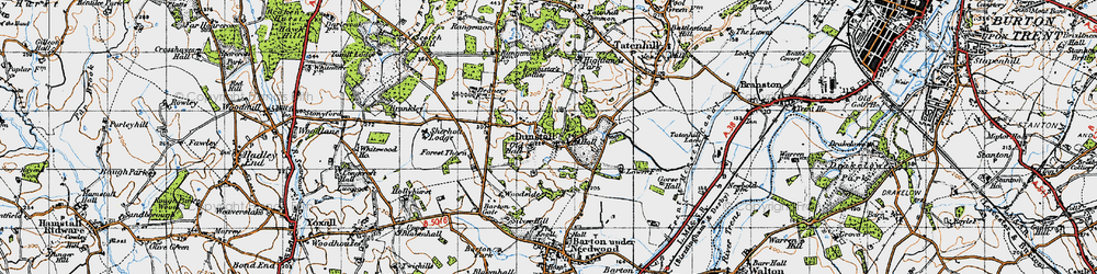 Old map of Bannister's Hollies in 1946