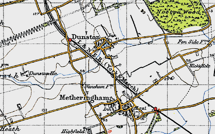 Old map of Dunston in 1947