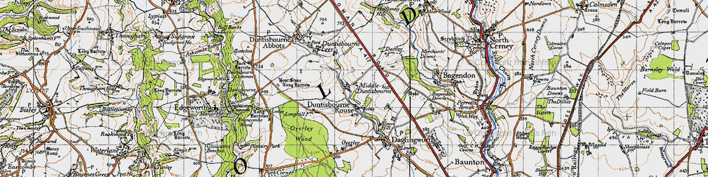 Old map of Duntisbourne Rouse in 1946