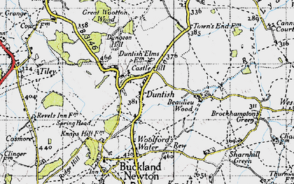 Old map of Duntish in 1945