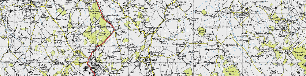 Old map of Duntish in 1945