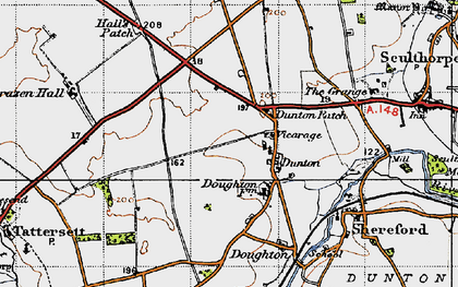 Old map of Dunton in 1946
