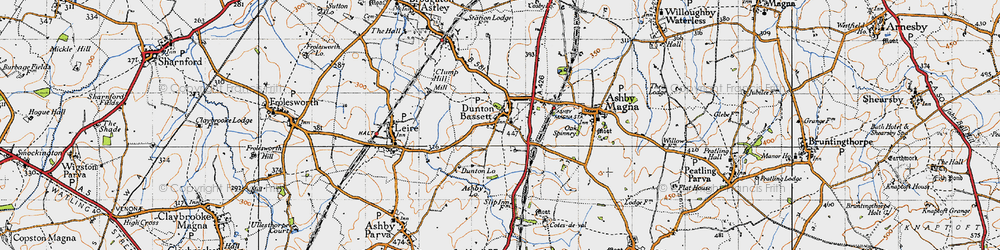 Old map of Dunton Bassett in 1946