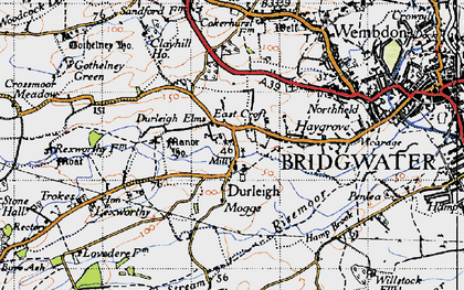 Old map of Durleigh in 1946