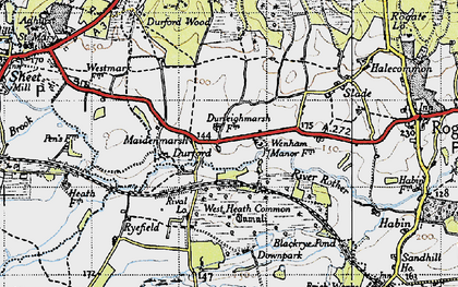 Old map of Durleighmarsh in 1945