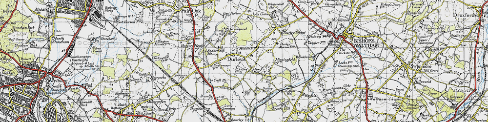 Old map of Durley in 1945