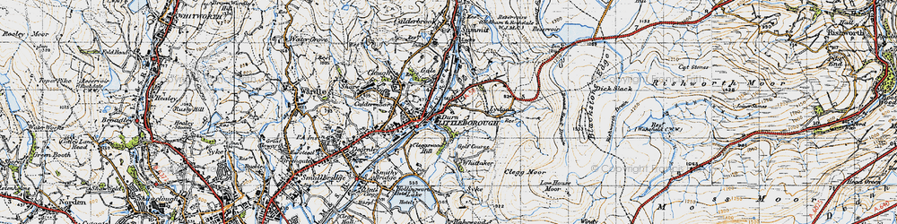 Old map of Blackstone Edge Fold in 1947
