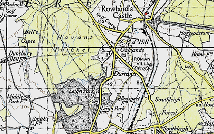 Old map of Durrants in 1945