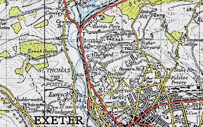 Old map of Duryard in 1946