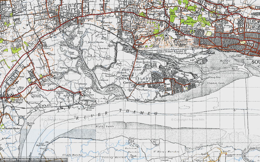Old Map of Historic Map covering Coryton in 1946