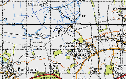 Old map of Duxford in 1947