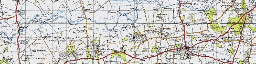 Old map of Duxford in 1947