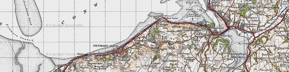 Old map of Dwygyfylchi in 1947
