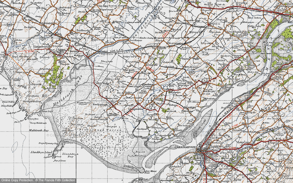 Old Map of Historic Map covering Bron Menai in 1947