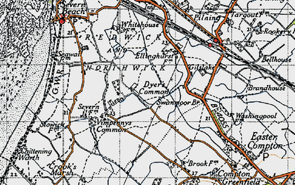 Old map of Dyer's Common in 1946