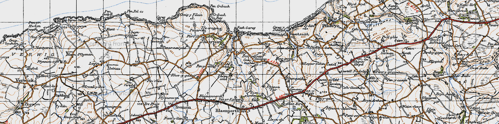Old map of Dyffryn in 1947