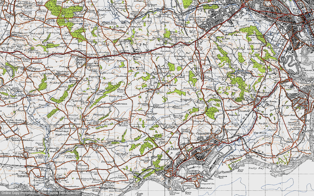 Old Map of Historic Map covering Whitton Mawr in 1947