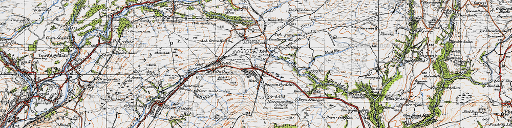 Old map of Dyffryn Cellwen in 1947