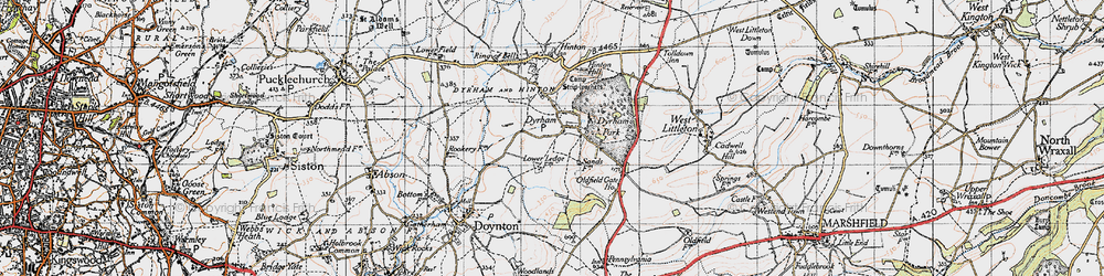 Old map of Dyrham in 1946