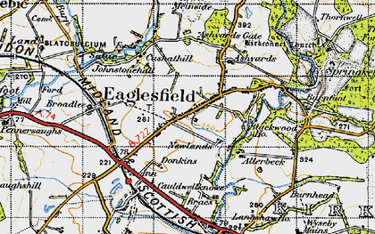 Old map of Ashyards Gate in 1947