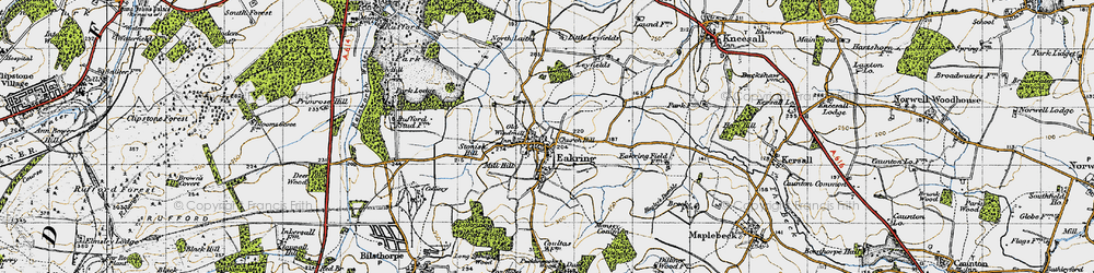 Old map of Eakring in 1947