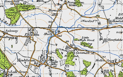Old map of Earl's Common in 1947
