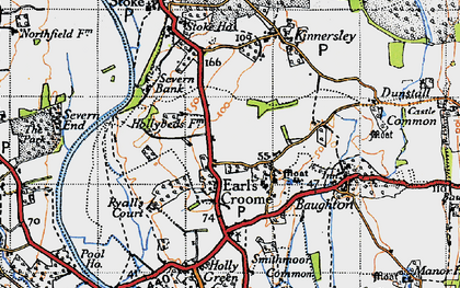 Old map of Earl's Croome in 1947