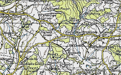 Old map of Earl's Down in 1940