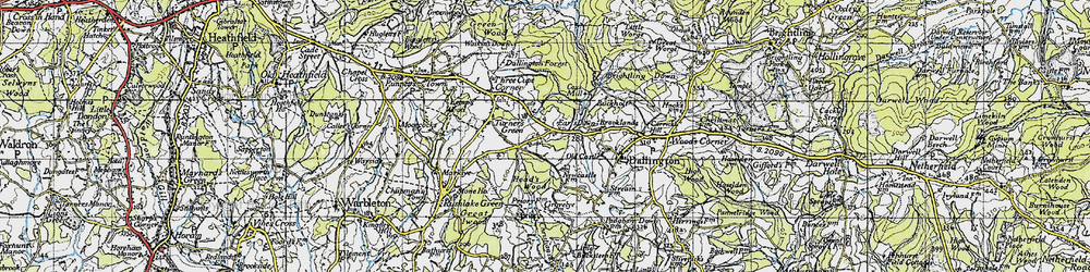 Old map of Earl's Down in 1940