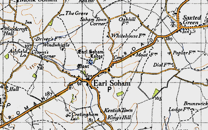 Old map of Earl Soham in 1946