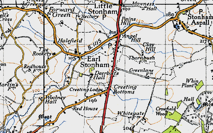 Old map of Earl Stonham in 1946