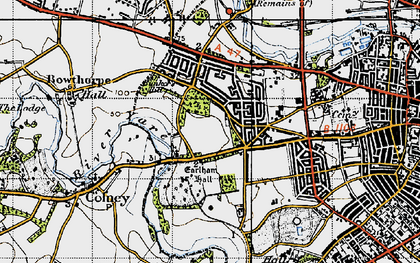 Old map of Earlham in 1945