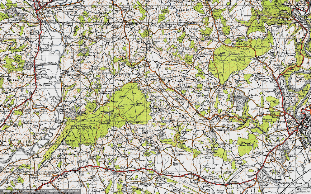 Old Map of Historic Map covering Bica Common in 1946