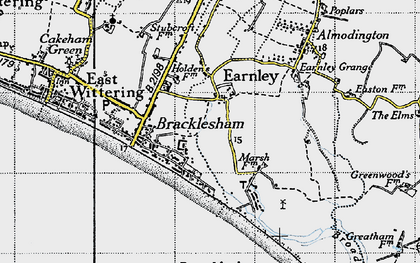 Old map of Almodington in 1945