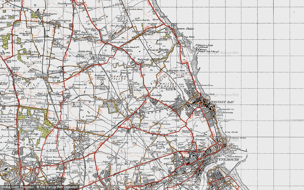 Old Map of Historic Map covering Brierdene Burn in 1947