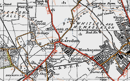 Old map of Earsdon in 1947