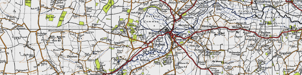 Old map of Earsham in 1946