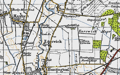 Old map of Earswick in 1947