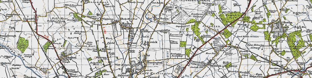 Old map of Earswick in 1947