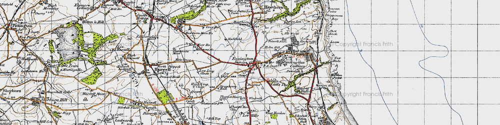 Old map of Easington in 1947