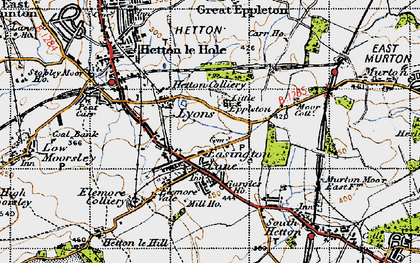 Old map of Easington Lane in 1947
