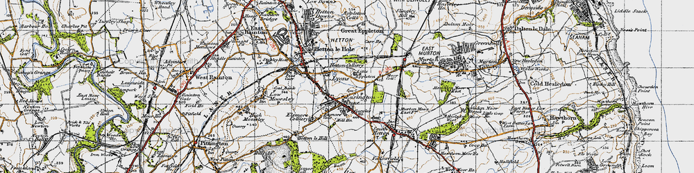 Old map of Easington Lane in 1947