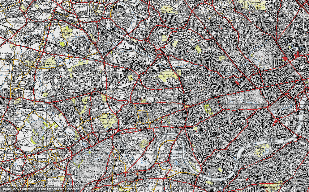 Old Map of East Acton, 1945 in 1945