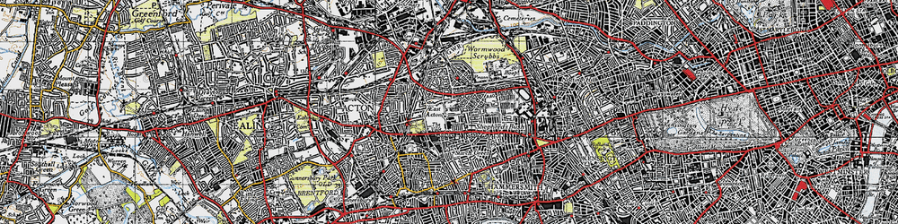 Old map of East Acton in 1945