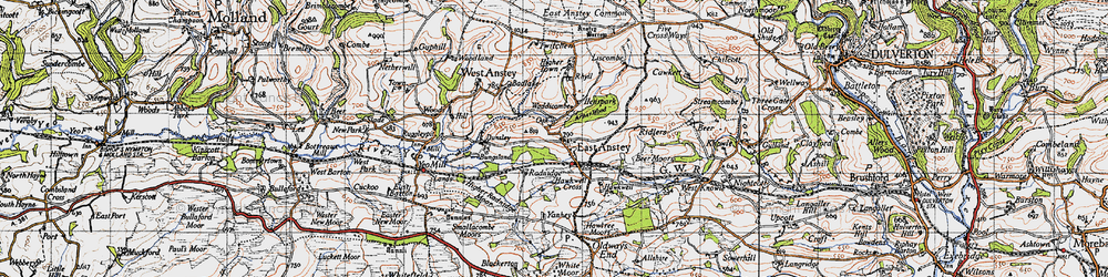 Old map of Beer Moors in 1946