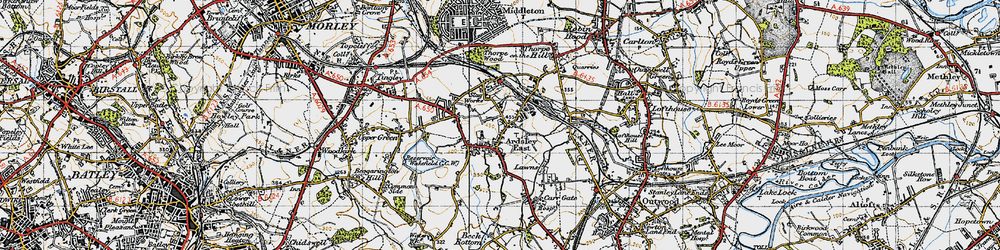 Old map of East Ardsley in 1947