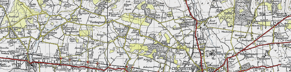 Old map of East Ashling in 1945