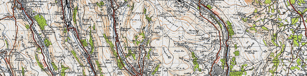 Old map of Twyn Gwryd in 1947